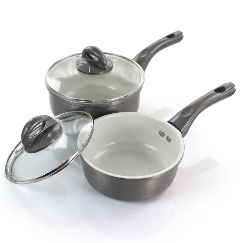 Gibson Home Hestonville 7 Piece Aluminum Nonstick Cookware Set in Grey with Bakelite Handles