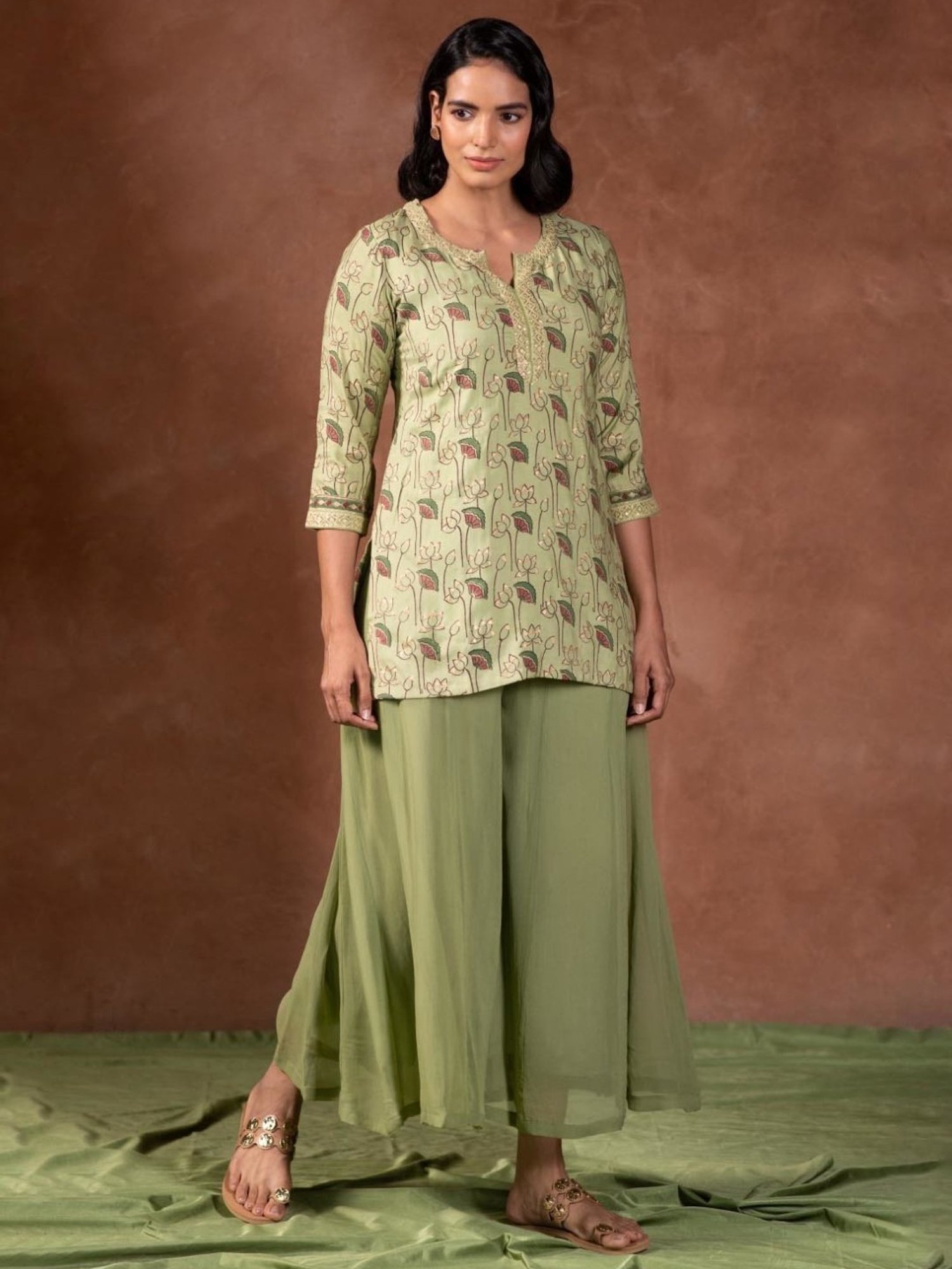 Prakriti Jaipur Green Kamal Kurta