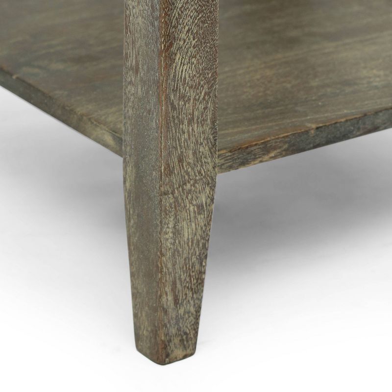Graveley Rustic Handcrafted Mango Wood Side Table with Charging Port Gray - Christopher Knight Home