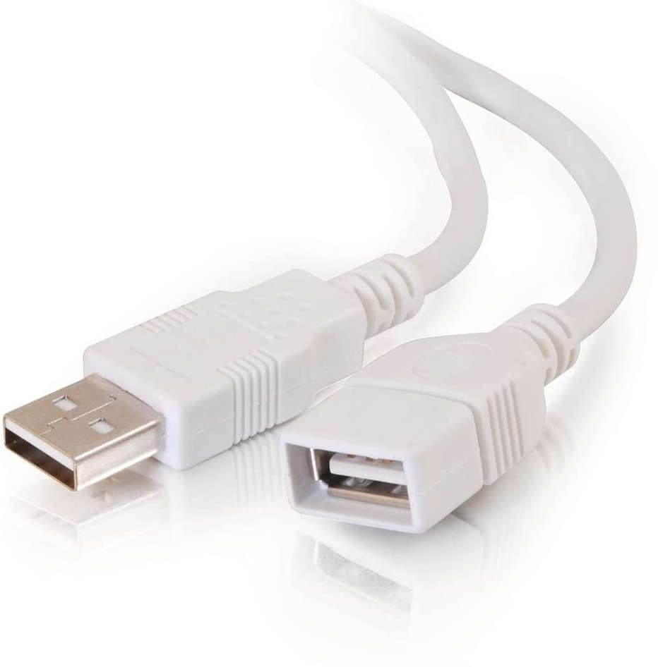 C2G 19003 USB Extension Cable - USB 2.0 A Male to A Female Extension Cable, White (3.3 Feet, 1 Meter)