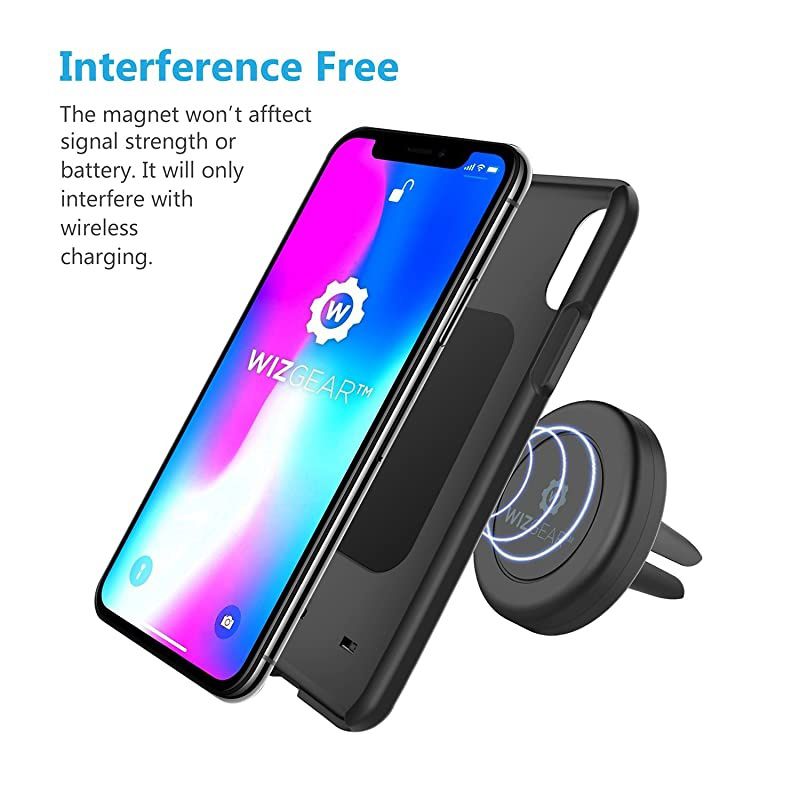 Magnetic Phone Car Mount  2 PACK Universal Air Vent Magnetic Phone Car Mount Phone Holder for Cell Phones and Mini Tablets with Fast SwiftSnap Technology With 4 Metal Plates