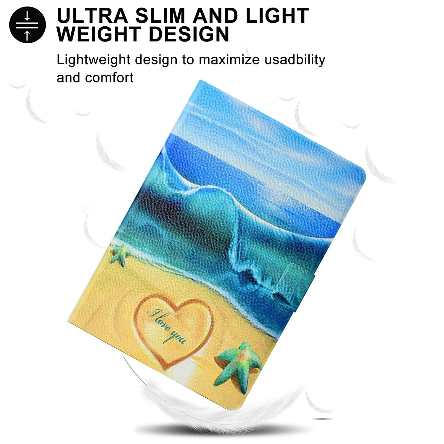 Dteck Case for Fire HD 8 Tablet (8th Generation /7th Generation /6th Generation, 2020 2019 2018 2017 2016) - Slim Fit Synthetic Leather Smart Stand Cover with Auto Sleep Wake/Stylus Pen (Blue Sea)