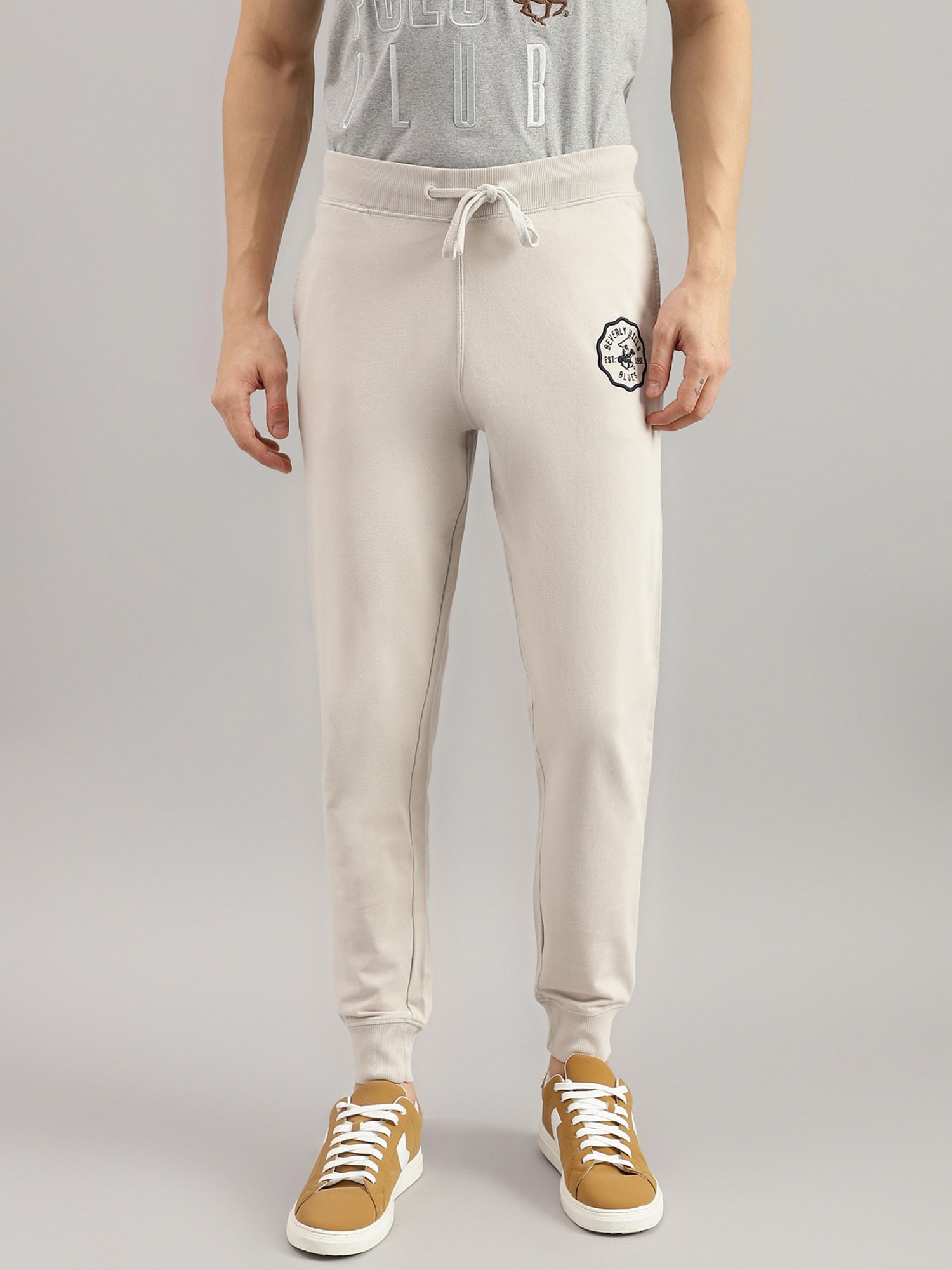 Beverly Hills Polo Club Light Grey Regular Fit Pure Cotton Joggers
