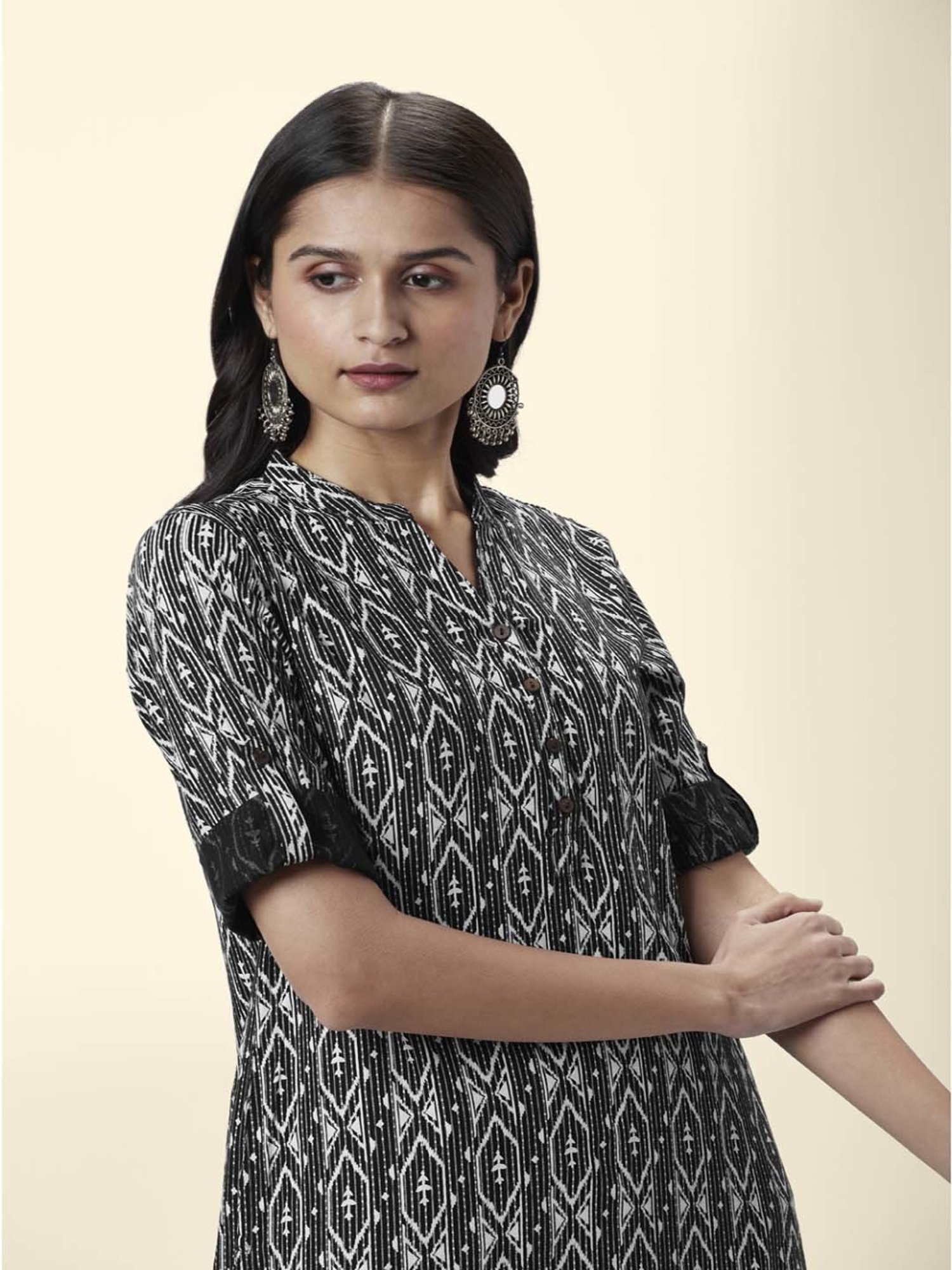 Rangmanch by Pantaloons Black Printed Kurta Palazzo Set
