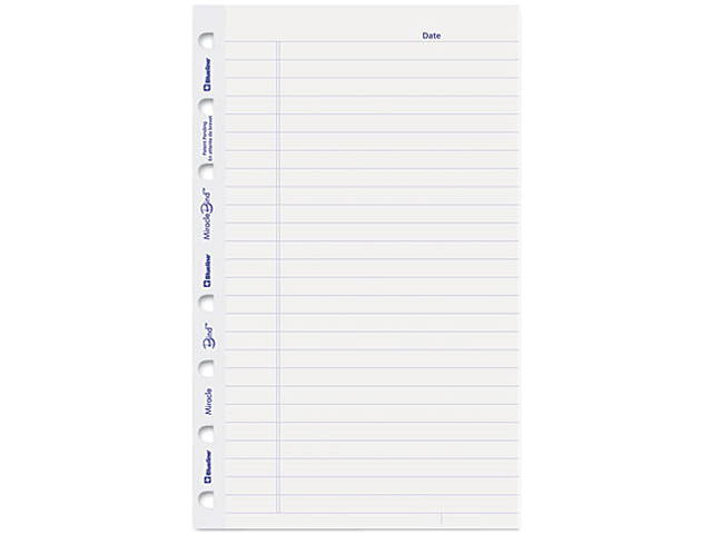 Blueline AFR6050R MiracleBind Notebook Ruled Paper Refill, 8 x 5, White, 25 Sheets/Pack