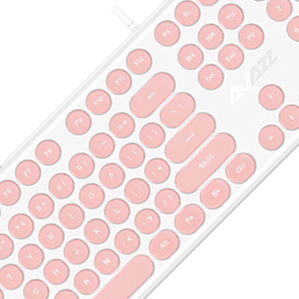 Wired Keyboard Retro Punk Round Keycap Mute White Backlit Ergonomic Slim Keyboard for Office Gamers Programmers Typists Laptop Computer