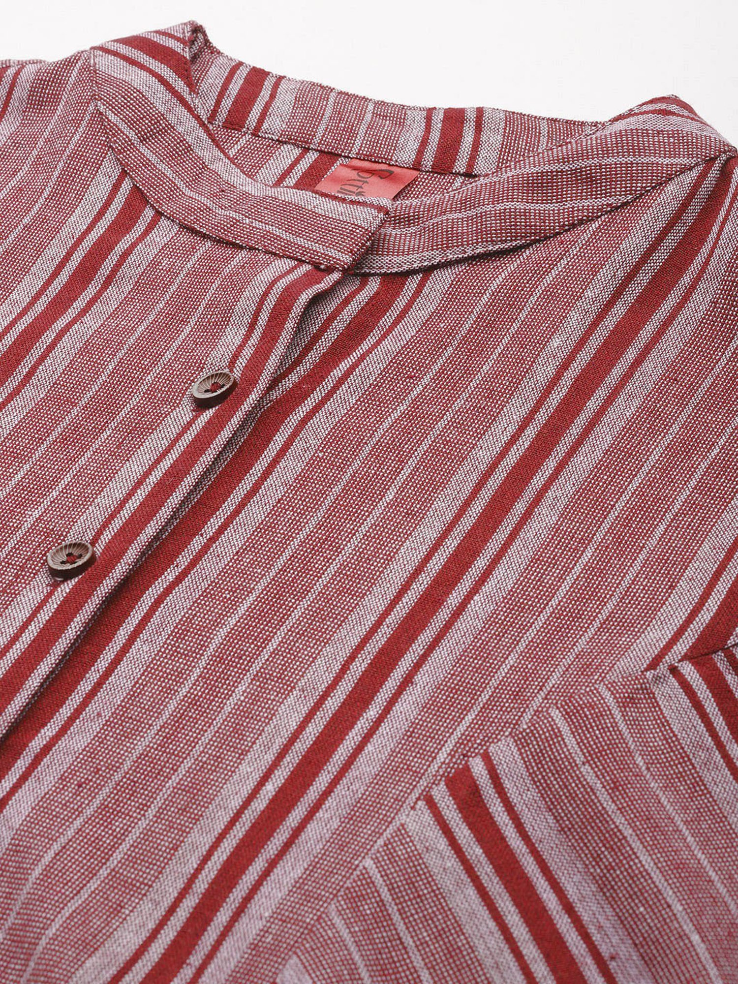Cottinfab Maroon Striped Top