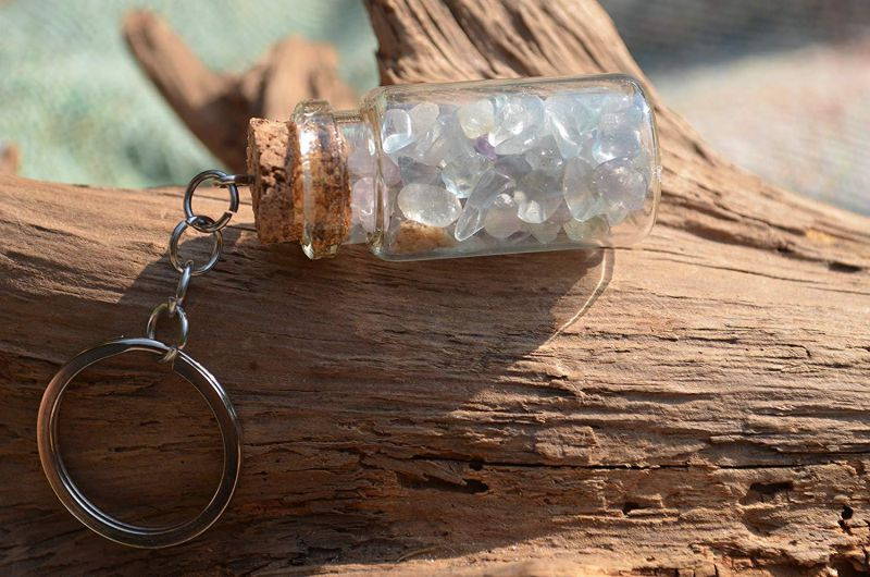 Fluorite Stone Vial Keychain