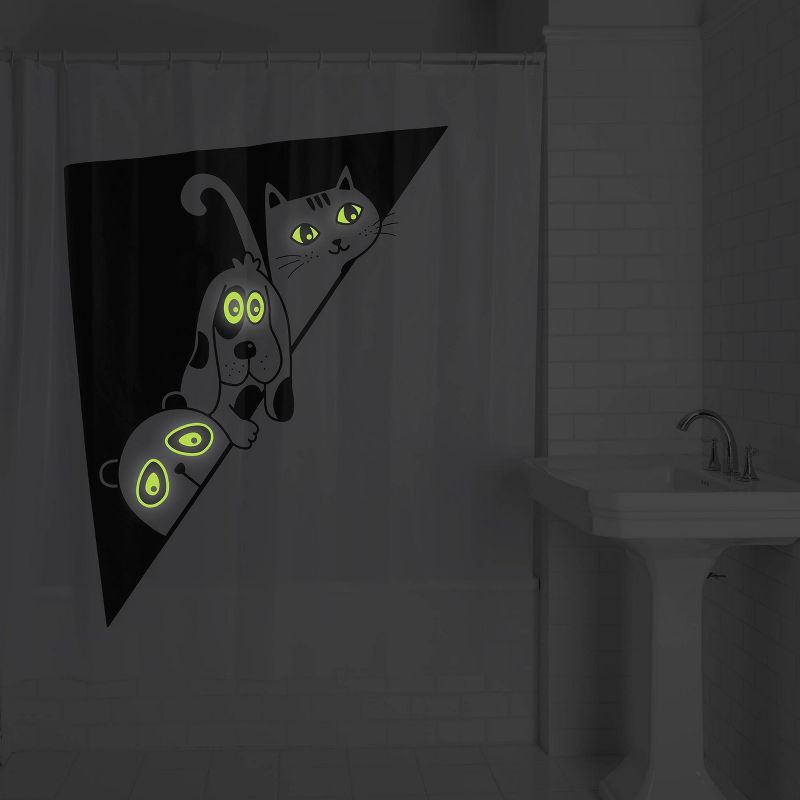 Glow in the Dark Peek-A-Boo PEVA Shower Curtain Black/White - Allure Home Creations