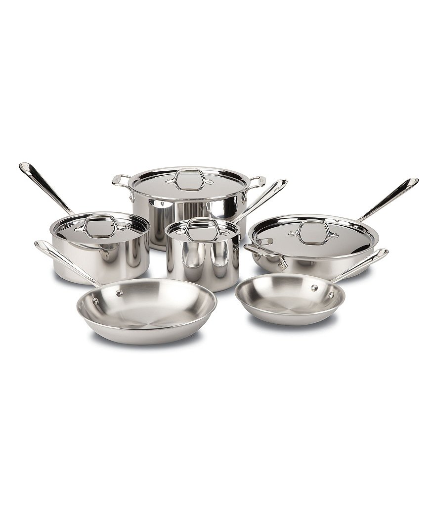 All-Clad Three-Ply Stainless Steel 10-Piece Cookware Set