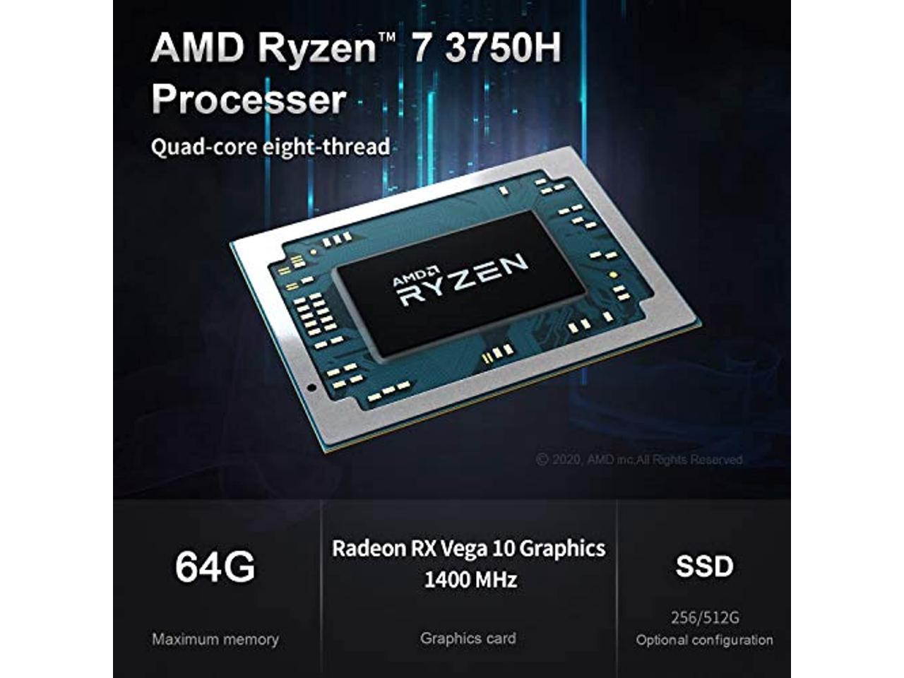 Beelink GTR Mini PC Windows 10 Pro, AMD Ryzen 7 3750H (up to 4GHz) with 16G DDR4 512GB NVME SSD Radeon Vega 10 Graphics WiFi 6 Dual HDMI 4K Gaming Mini Desktop Computer Offie