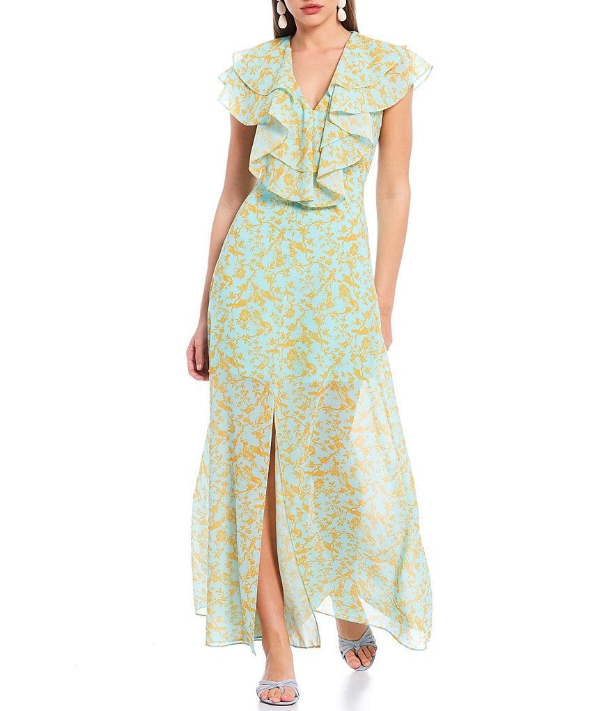 White Boho Stripes & Floral Print Floor Length Tank Dress