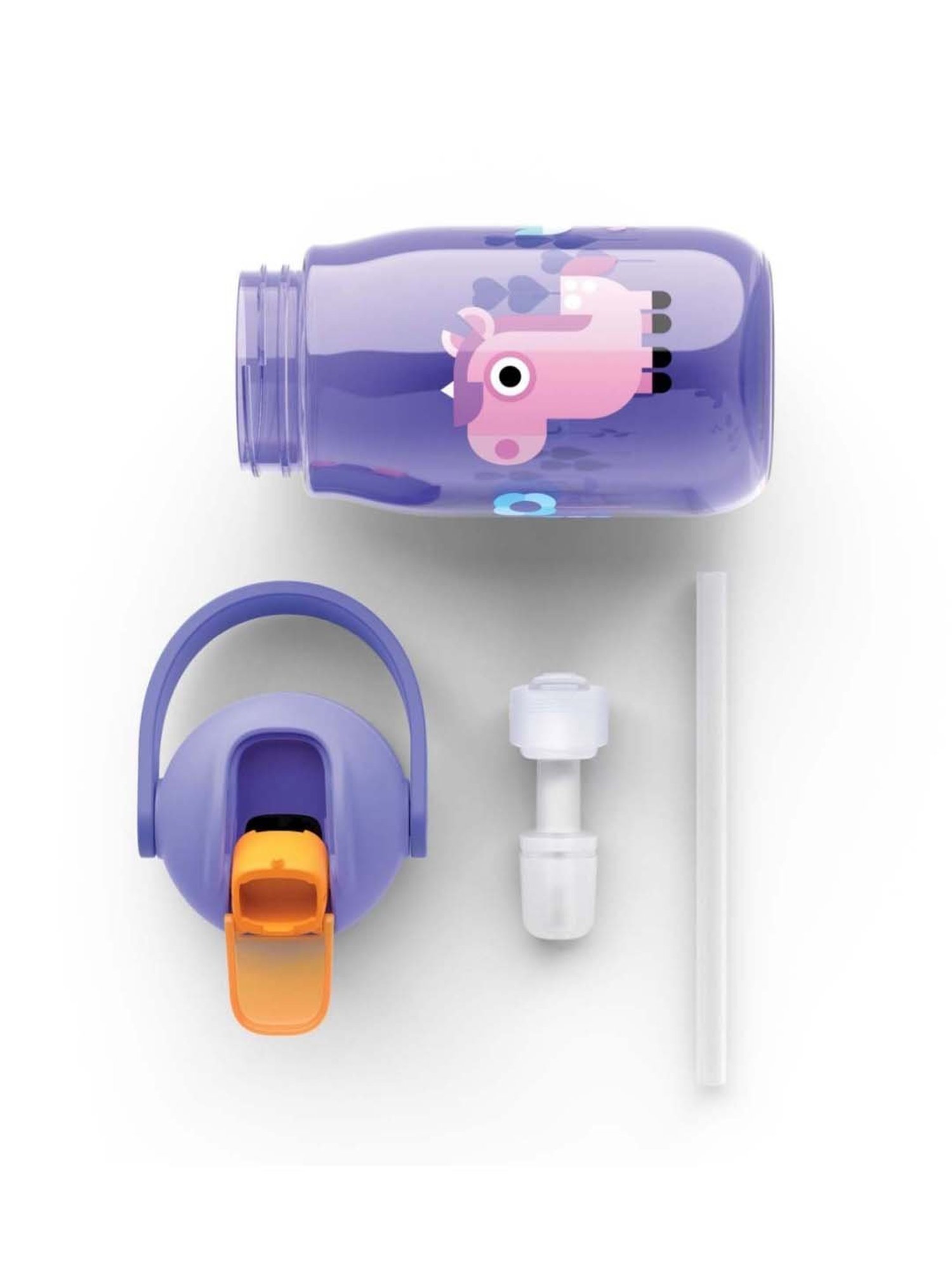 Zoku Purple 400 ML Plastic Flip Straw Bottle - Set of 1