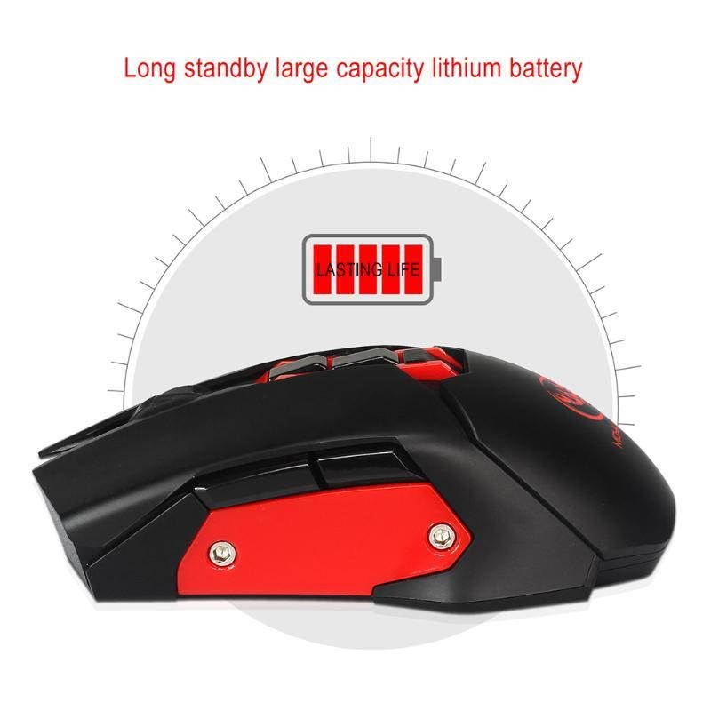 2.4GHz Wireless 5 Adjustable 1000/1600/2400/3200/4800 DPI Modes E-Sports 7 Buttons Colorful Backlight Gamers Gaming Mouse
