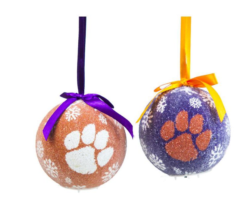 Evergreen Team Sports America Clemson Boxed LED Ornament Set