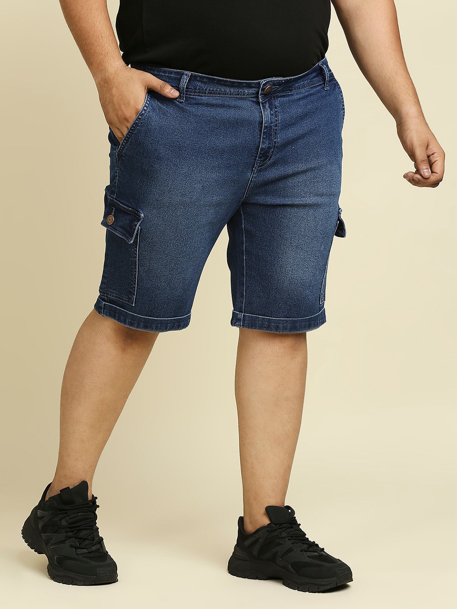 High Star Blue Slim Fit Plus Size Denim Shorts