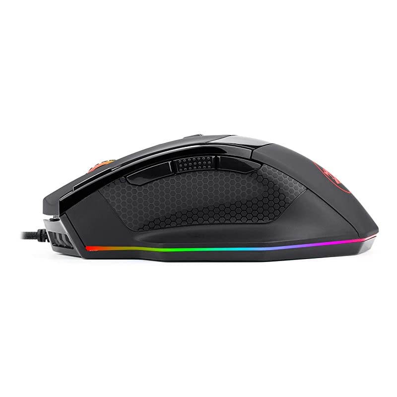 M801 Gaming Mouse RGB MMO 9 Programmable Buttons Mouse with Macro Recording Rapid Fire Button 16000 DPI for Windows PC (Wired, Black)