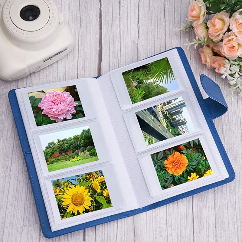 Wallet PU Leather Photo Album Compatible with Fujifilm Instax Mini Instant Film Dark Blue