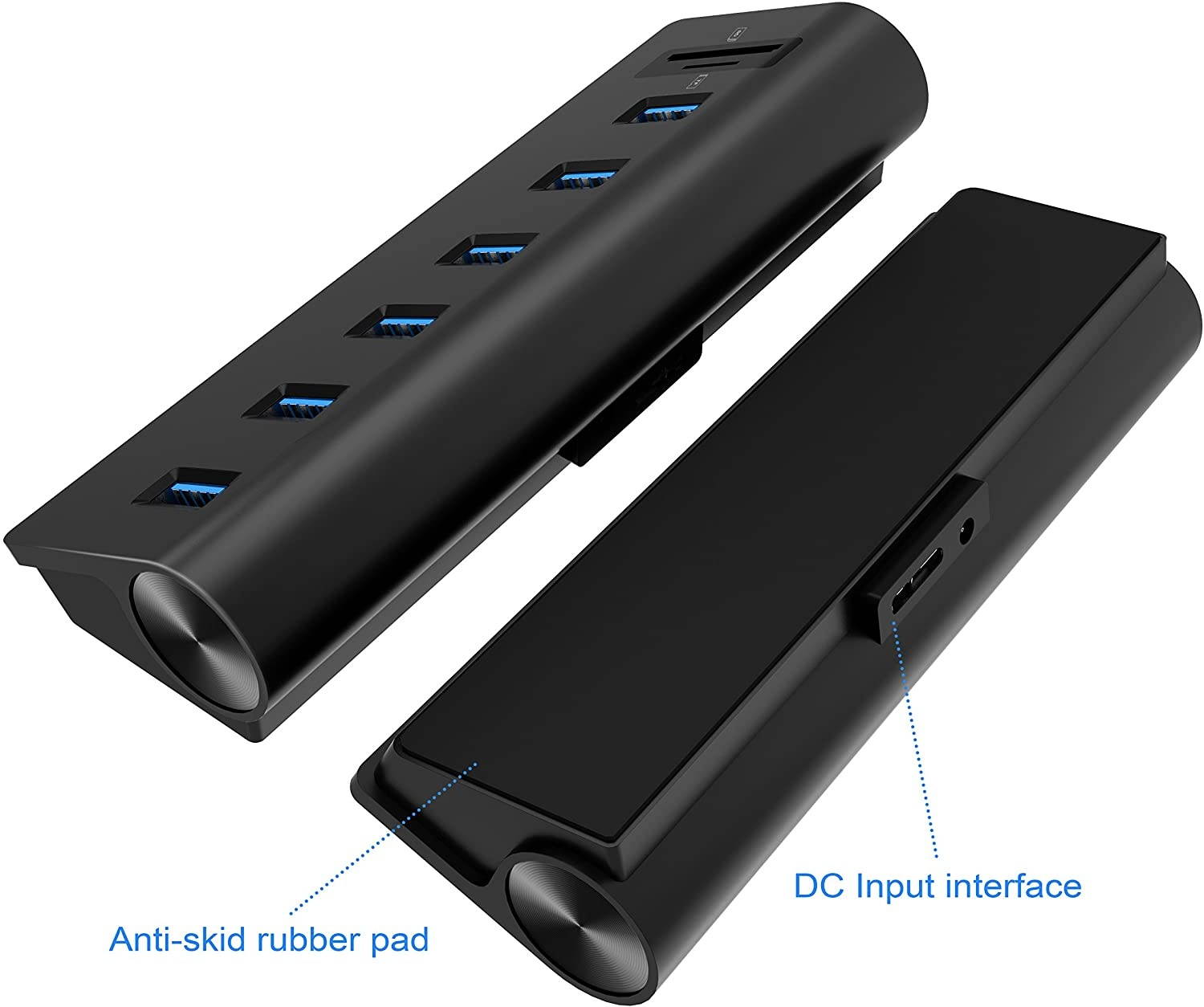 Cateck USB 3.0 Hub, Aluminum Hub with 6 USB 3.0 Ports+SD/TF Card Solts+5V/4A High Capacity Power Supply for Mac, Mac Book Air, Mac Pro,Mac Book Pro, Mac Book, Mac Mini, PCs and Laptops (Black)