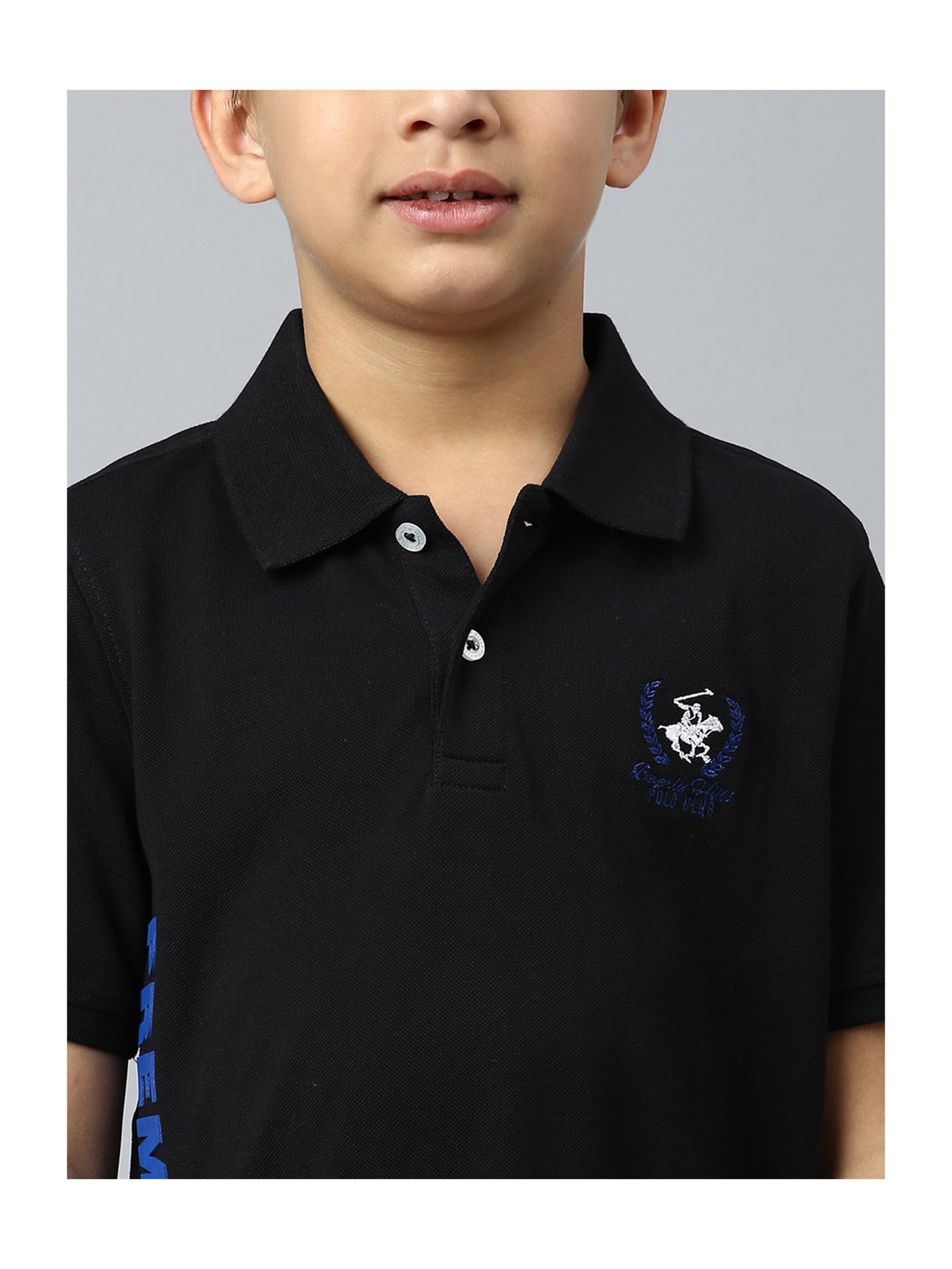 Beverly Hills Polo Club Kids Black Solid Polo T-Shirt