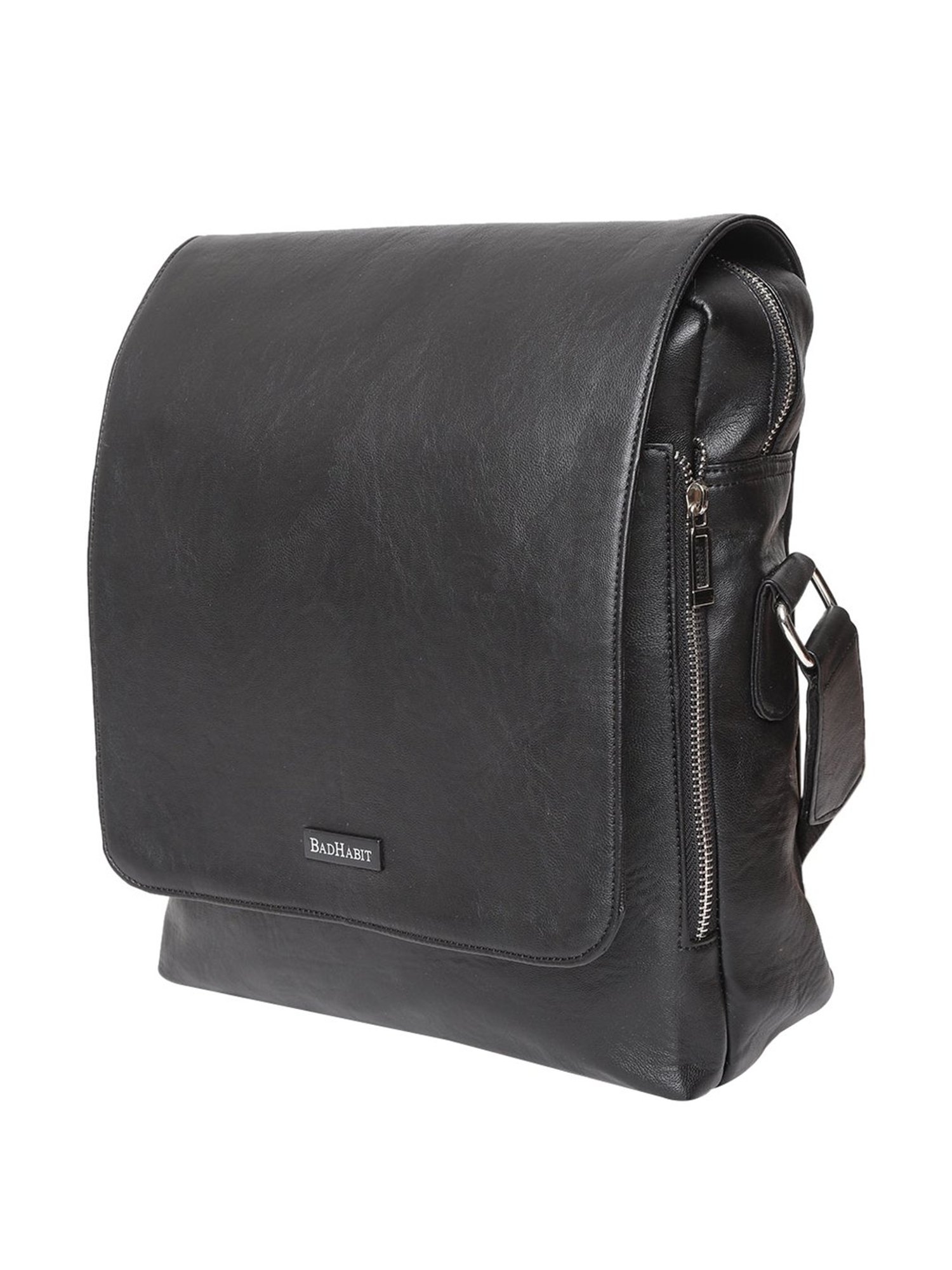 Bad Habit Black Solid Medium Laptop Cross Body Bag