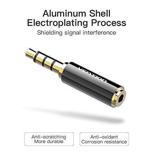 VENTION 2 Pack 3.5mm Male to 2.5mm Female Audio Travel Adapter Gold Plated AUX Auxiliary Plug Splitter 3 Ring Jack Support Microphone Earphone (Black)