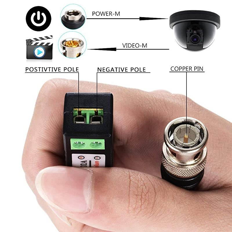 Balun Connectors Passive 8 Pairs Cat5 HD Mini CCTV BNC Balun Transceiver Cable for BNC Male Cable via CAT55E6 Twisted Pair Transmitter CCTV Security Camera System