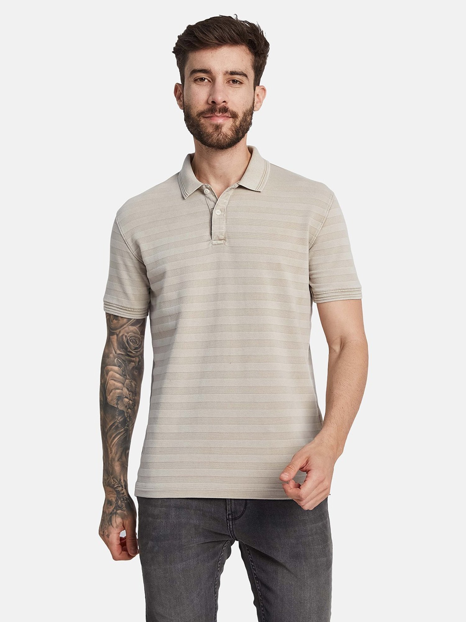 Octave Mastic Regular Fit Striped Polo T-Shirt
