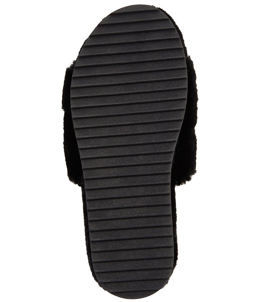 DKNY Palz Signature Logo Faux Fur Platform Slides