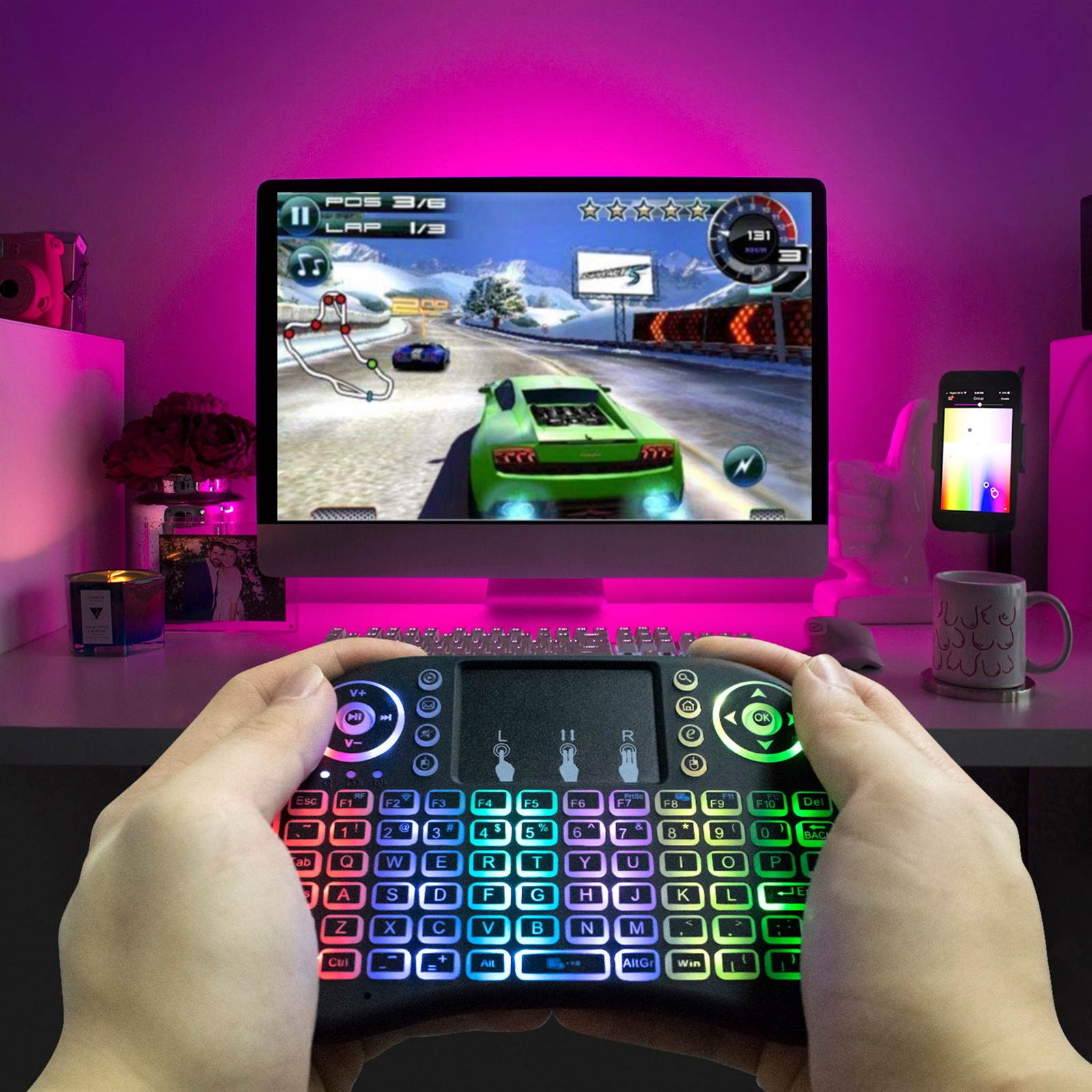 Mini i8 2.4G Air Mouse Wireless Keyboard with Touchpad Black