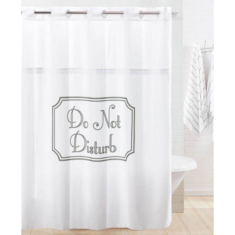 Do Not Disturb Shower Curtain with PEVA Liner Gray - Hookless