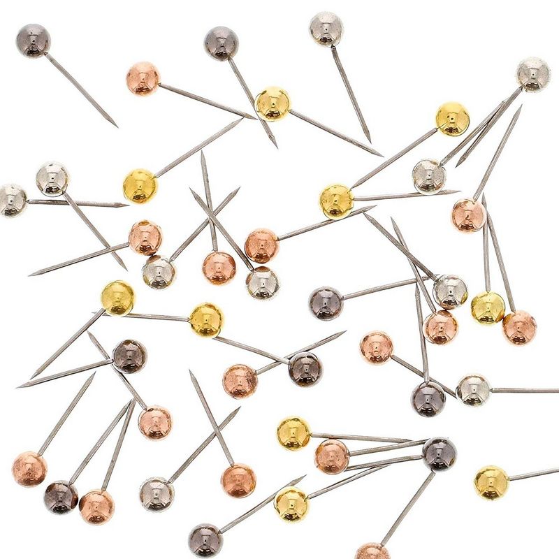 1000-Count .5 inch Metallic Round Head Push Pin Map Tacks, 4 Colors