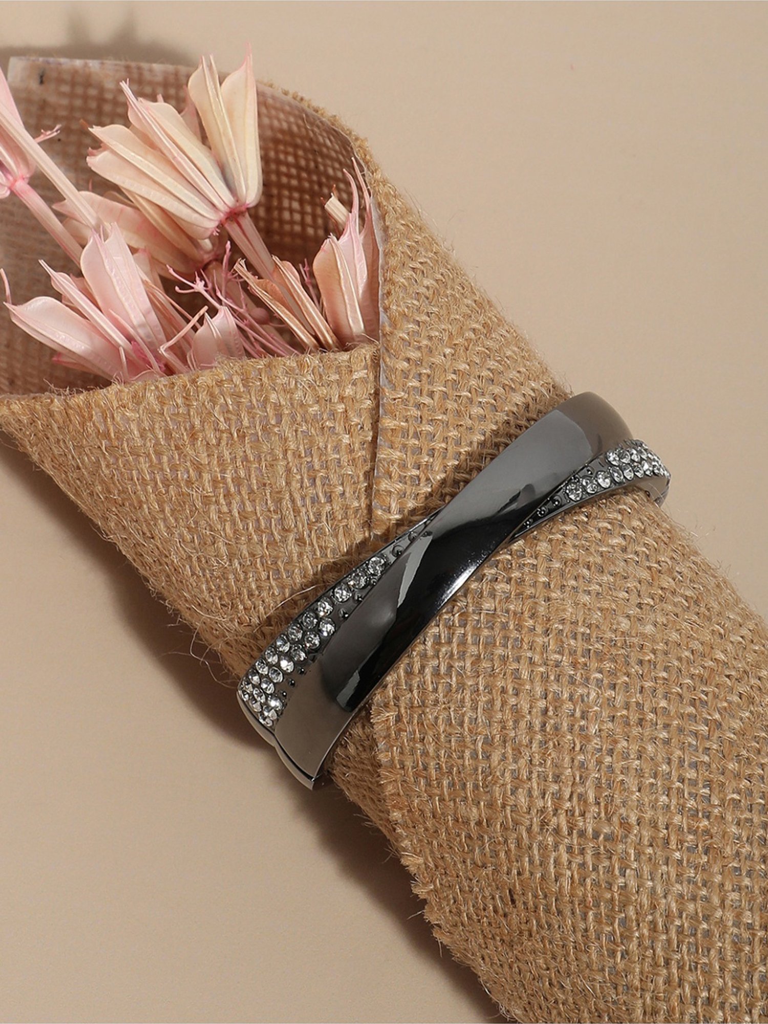 Sohi Twisted Dark Silver Bracelet for Women & Girls