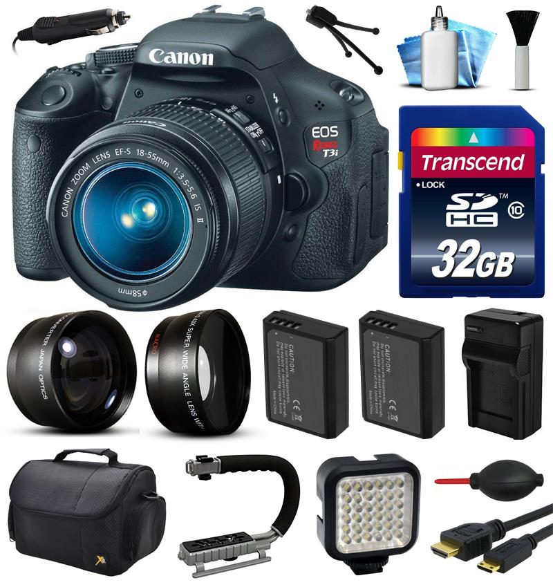 Canon EOS Rebel T3i 600D Digital Camera w/ 18-55mm Lens (32GB Essential Bundle)