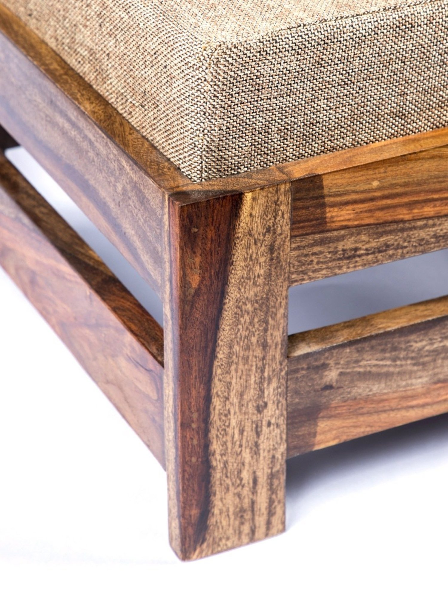 Chumbak Spring Marigold Floral Green Mango Wood Modern Trunk Storage Ottoman