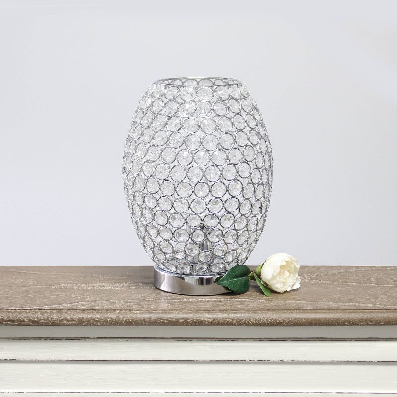 Elipse Crystal Decorative Curved Accent Uplight Table Lamp Chrome - Elegant Designs