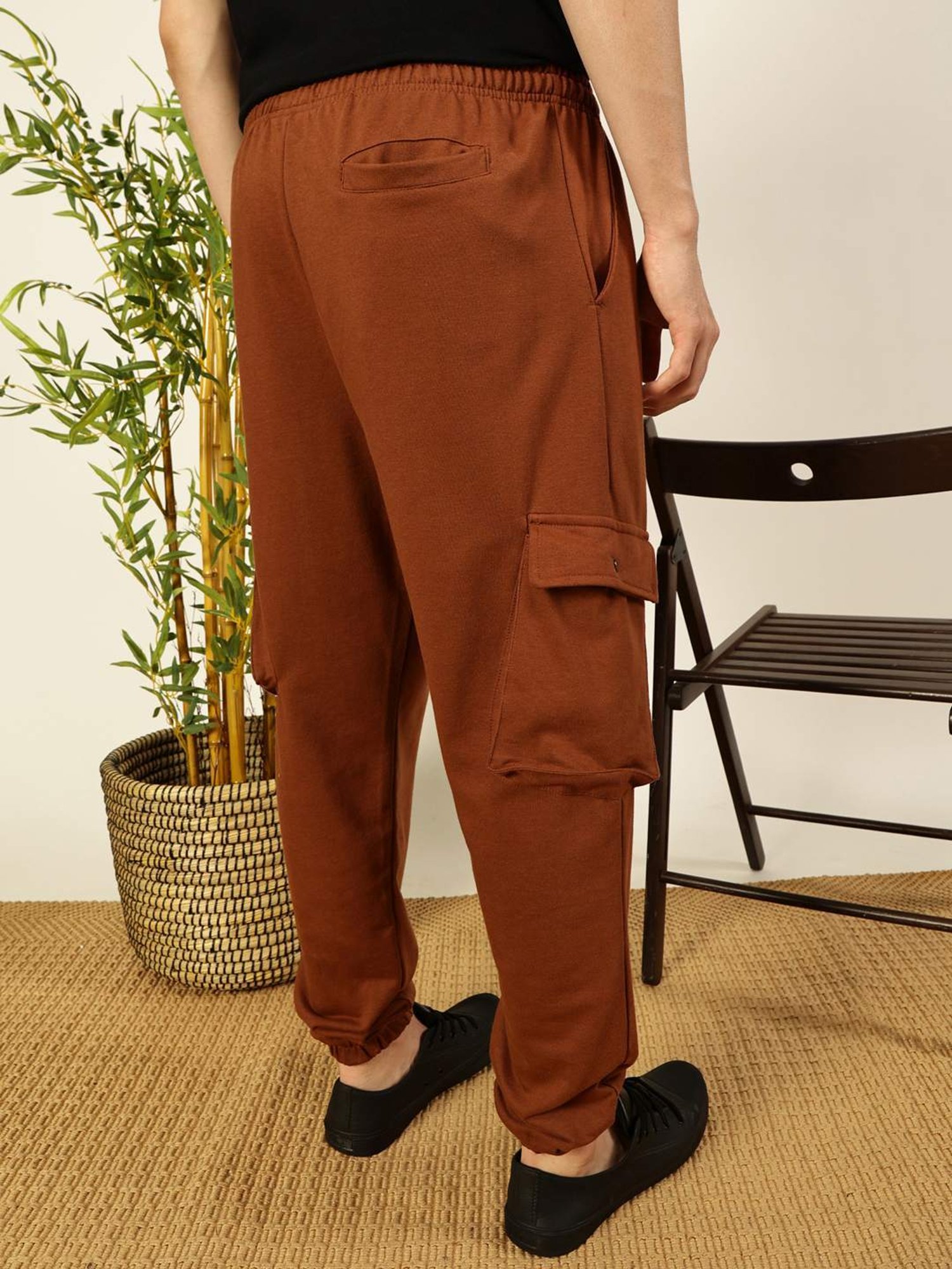 Thomas Scott Brown Regular Fit Texture Joggers