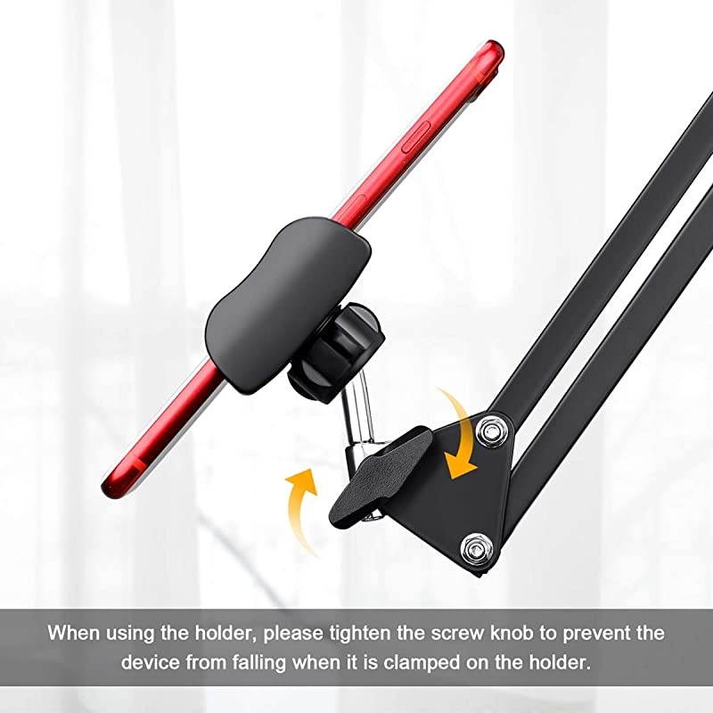 Cell Phone Holder, Universal Phone Stand Clip Lazy Bracket Flexible Articulating Arm Phone Mount Compatible with iPhone 12 11 Pro Xs Max XR X 8 7 6 6s Plus, Samsung S10 S9 S8 S7 S6