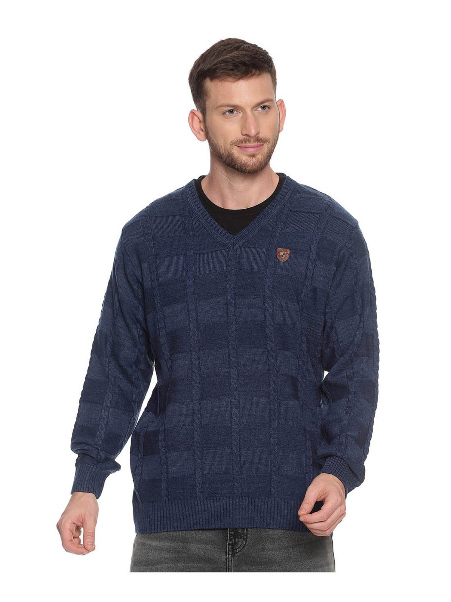 Venitian- Forbidden Clothing Indigo Self Design Sweater