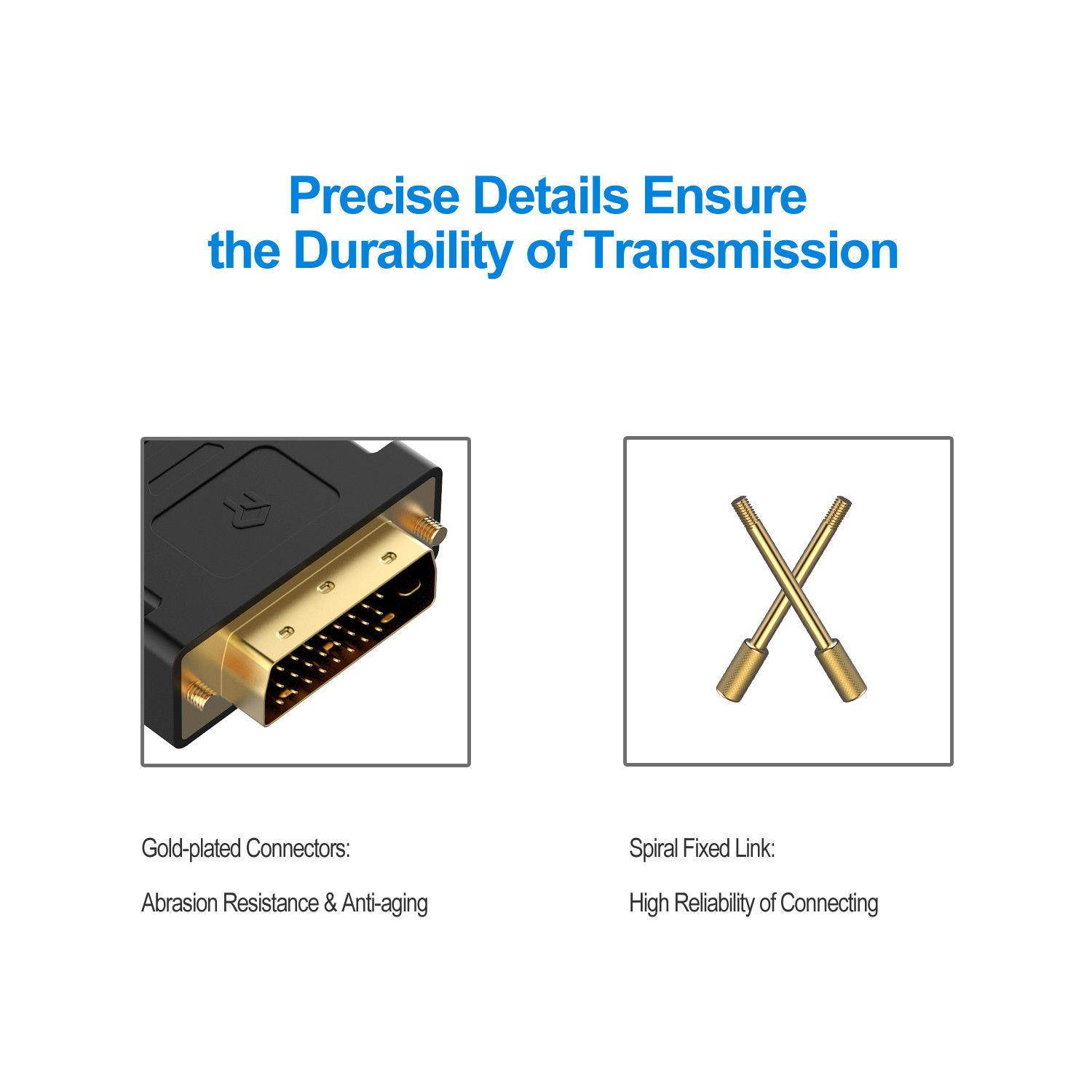 Rankie DVI to HDMI Adapter Gold-Plated 1080P Male to Female Converter 2-Pack