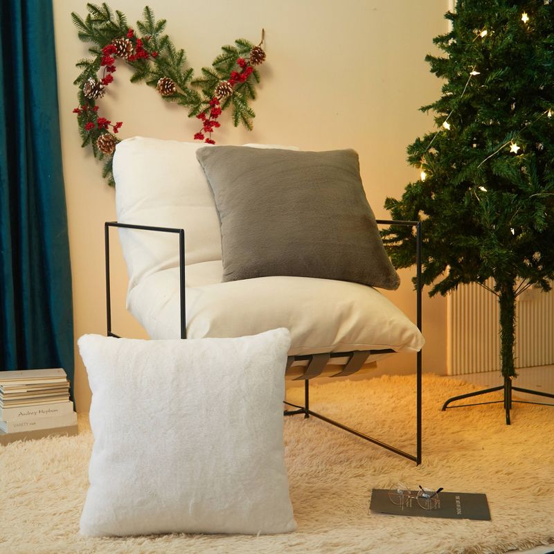 Faux Fur Decorative Throw Pillow White - Dearfoams