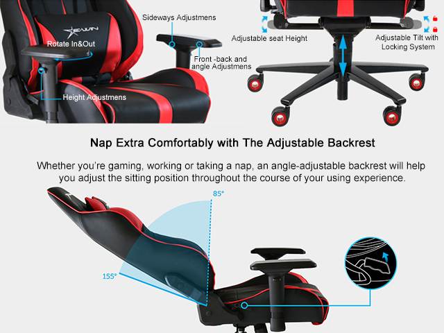E-WIN Champion Series CPC Ergonomic Computer Gaming Chair with Head Pillow and Lumbar Support