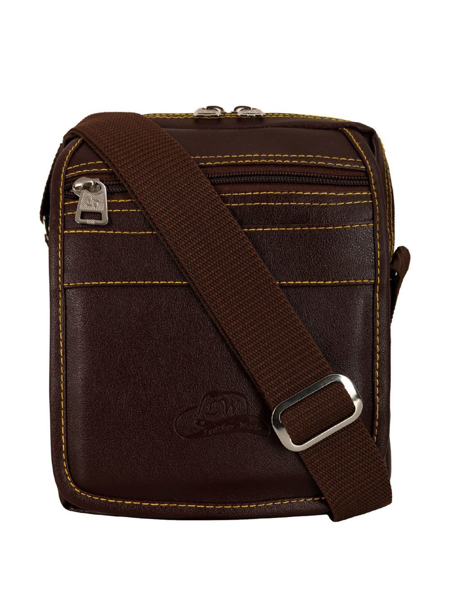 Leather World Brown Solid Medium Cross Body Bag