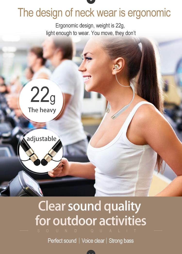 Fineblue Metal Bluetooth headphone FD600 portable headset bass stereo handfree gaming headset Neckband with microphone for music (Black Silver)