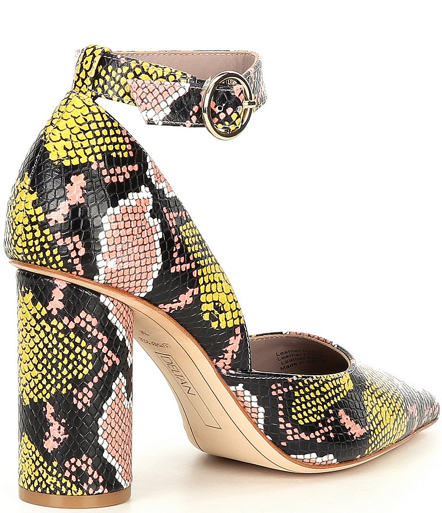 Deltan Jami Snake Print Ankle Strap Pumps