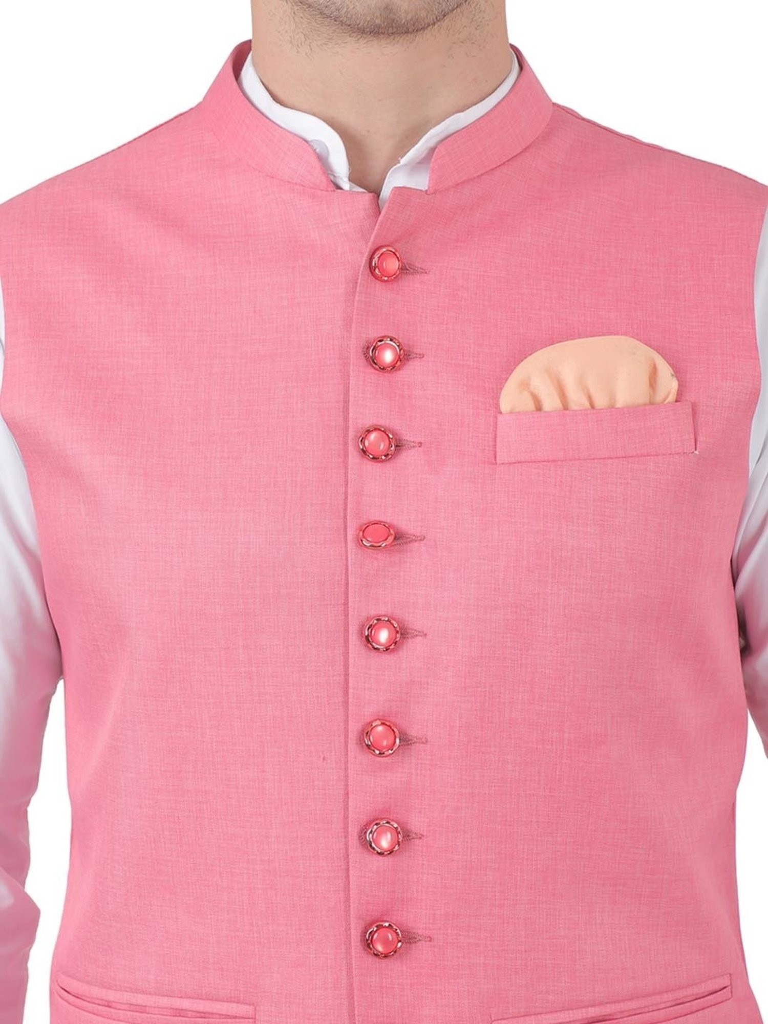 TAHVO Pink  Slim Fit Nehru Jacket