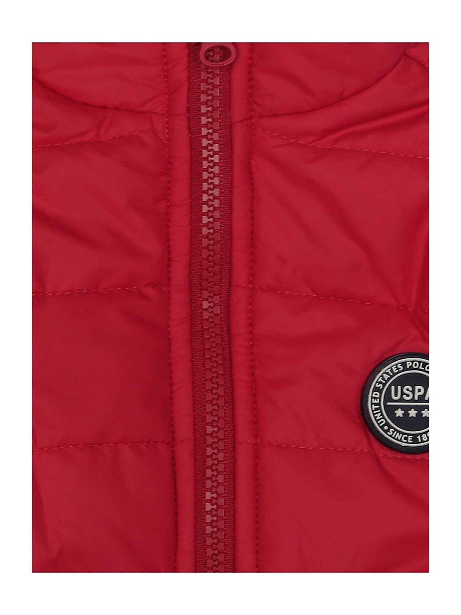 U.S. Polo Assn. Kids Red Solid Full Sleeves Puffer Jacket