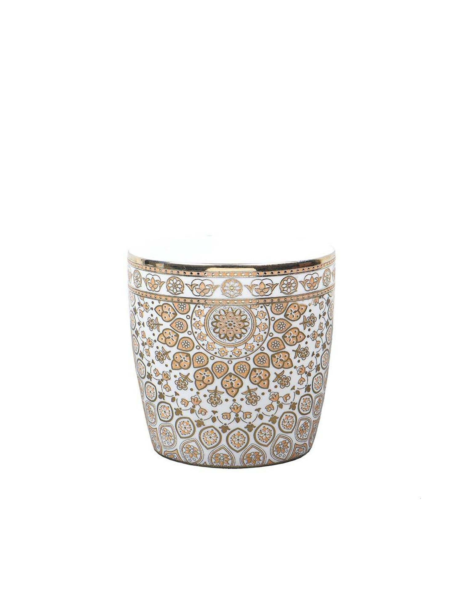 Femora Golden & White Bone China Tea Cup (0.16 L) - Set of 6