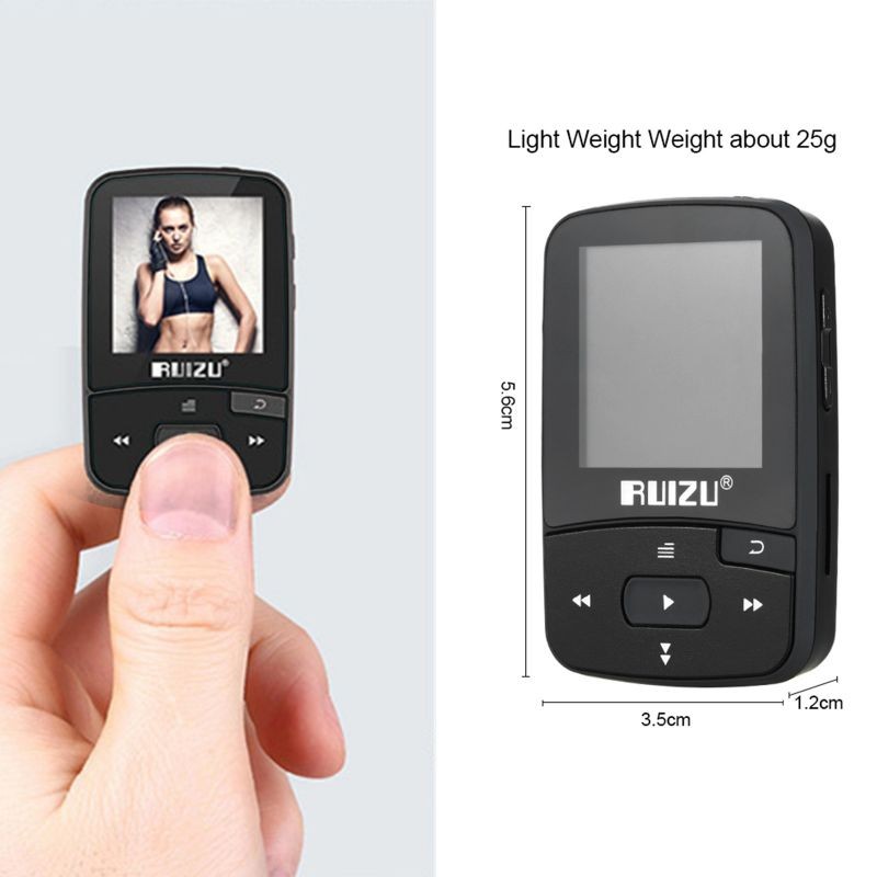RUIZU X50 8GB 1.5in MP3 Player HiFi Lossless Sound Quality Bluetooth Pedometer TF Card FM Radio Recording E-book Time Calendar