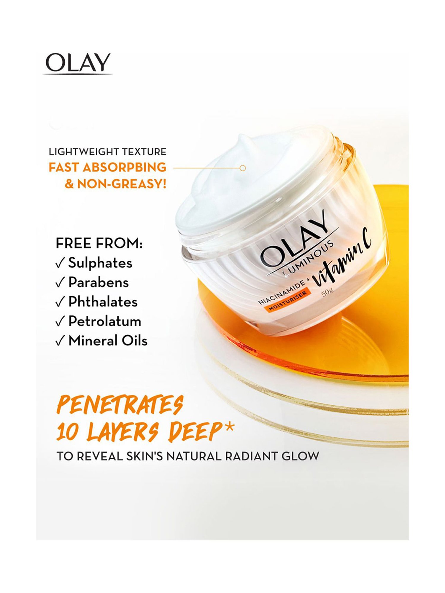 Olay Luminous Vitamin C Cream,with 99% pure Niacinamide - 50 gm
